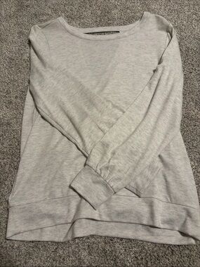 LOFT Light Gray Scoopneck Crew Sweater